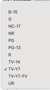 Parental Rating Options